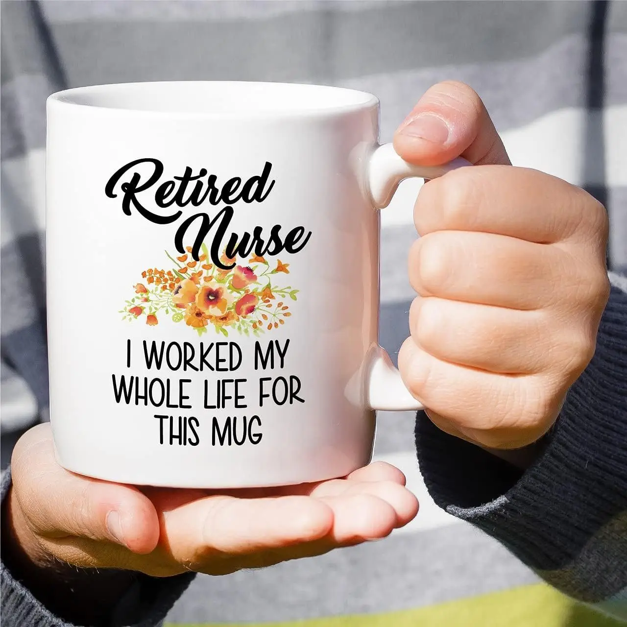 Retired Nurse Ceramic Mug - Unique Gift with Floral Design, Perfect for Appreciation and Retirement, Sentimental Keepsake