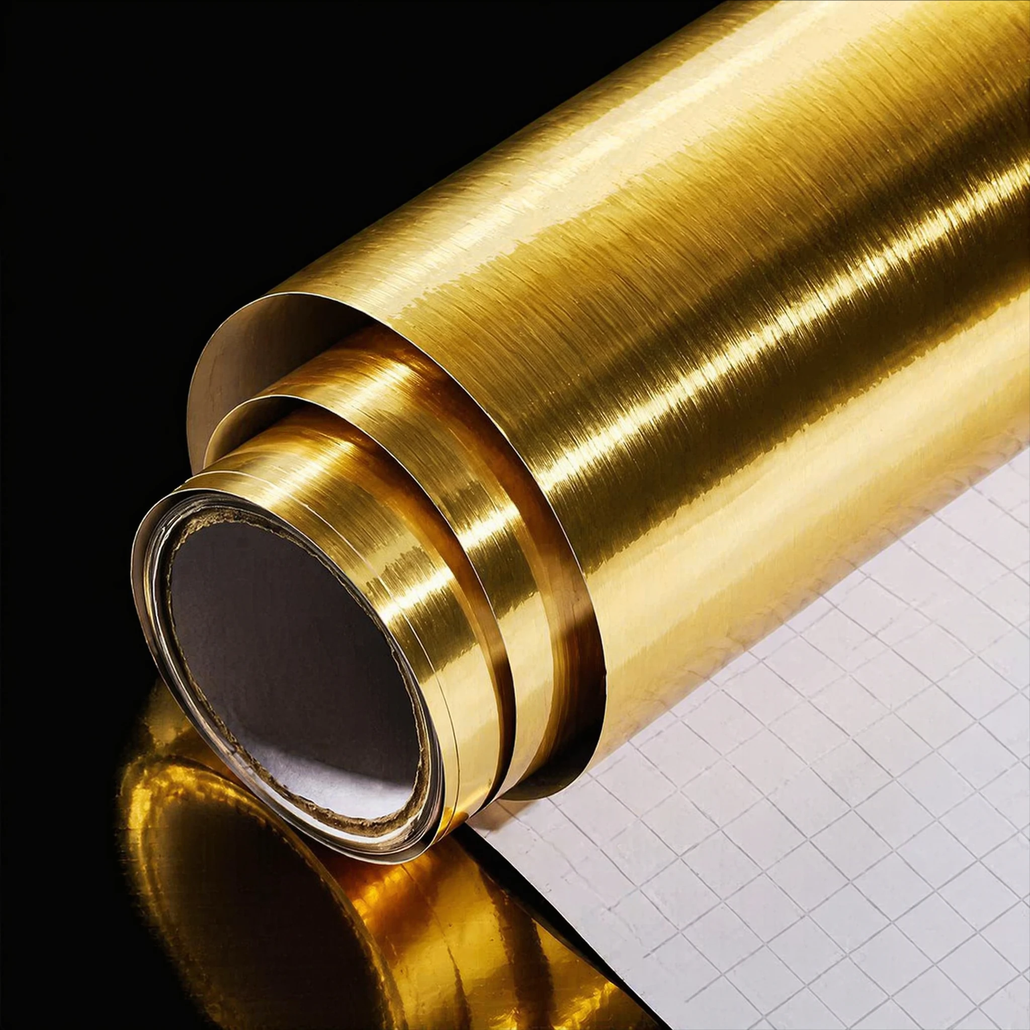 Gold Brushed Metal Contact Paper, Removable Peel and Stick Wallpaper for Cabinets Desk & Furniture Refurbish,