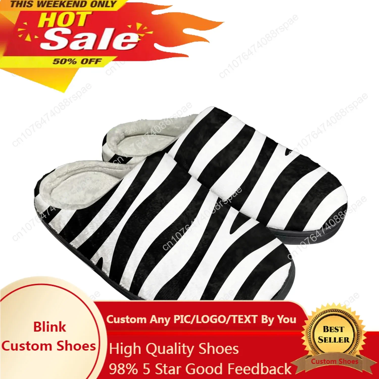 

3D Zebra Print Pattern Home Cotton Slippers Mens Womens Sandals Tide Printed Causal Plush Bedroom Shoes Thermal Custom Slipper