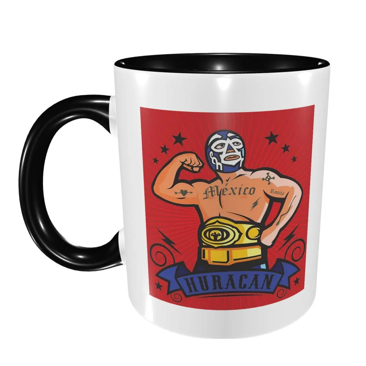 Colorful Mexican Wrestler Luchador Mug Funny Ceramic Coffee Cups Tea Mugs Milk Cup Drinkware Gift for Woman Man