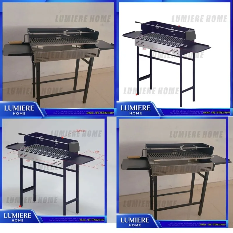 

Портативный складной угольный гриль для приготовления на открытом воздухе, кемпинга, пикника, барбекю на заднем дворе, с функцией коптильни и ротиссери для жарки курицы