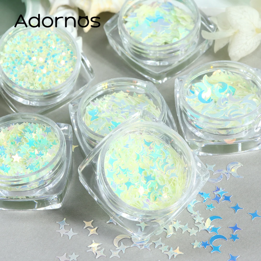 Luminous Stars Moon Glitter Flakes For Epoxy Resin Filling Green Light Butterfly Resin Sequins Earrings Keychain Making Supplies