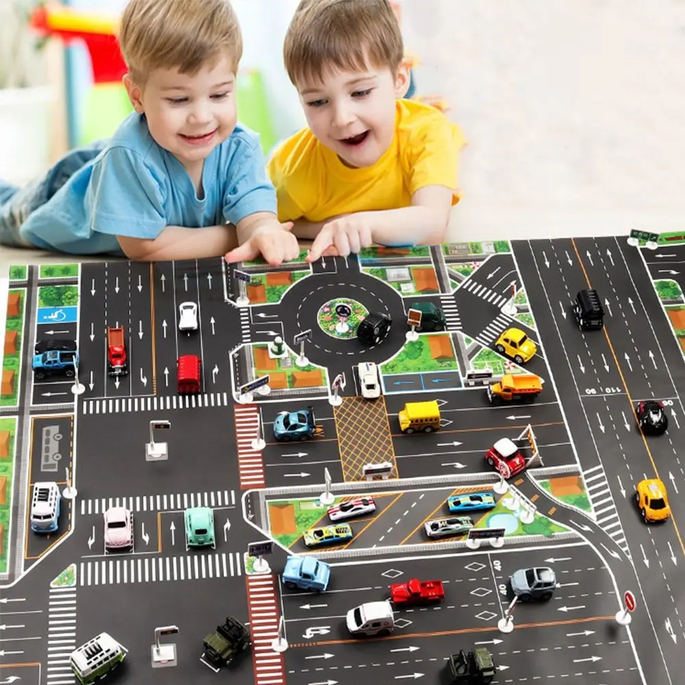 خريطة السيارة سيارة تسلق تلعب حصيرة تسلق الحصير اللعب مدينة وقوف السيارات خريطة الطريق السجاد Playmat DIY بها بنفسك علامات الطريق المرورية #2