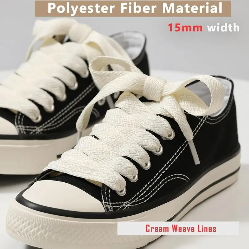 Sneaker-Schnürsenkel, 1,5 cm breit, dicke, flache Schnürsenkel für Basketball-, Tennis- und Sportschuhe, gewellte Schnürsenkel, Brotseil-Schnürsenkel. – Detail 16
