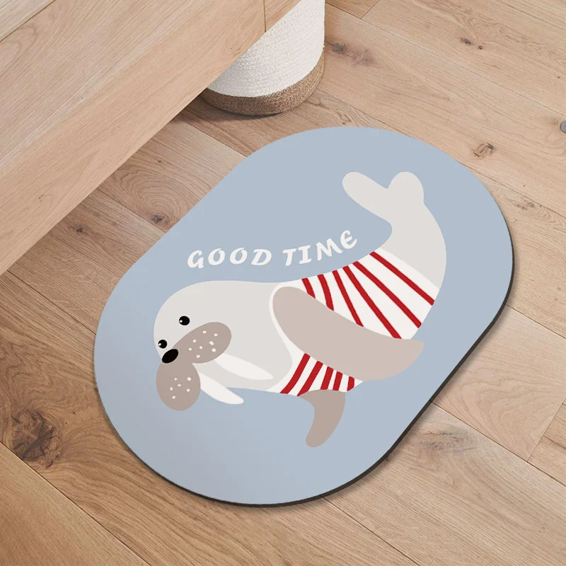 VIKAMA Cute and Simple Cute Pet Bathroom Floor Mat Anti slip Water absorbing Quick drying Shower Mat Bathroom Home Decoration