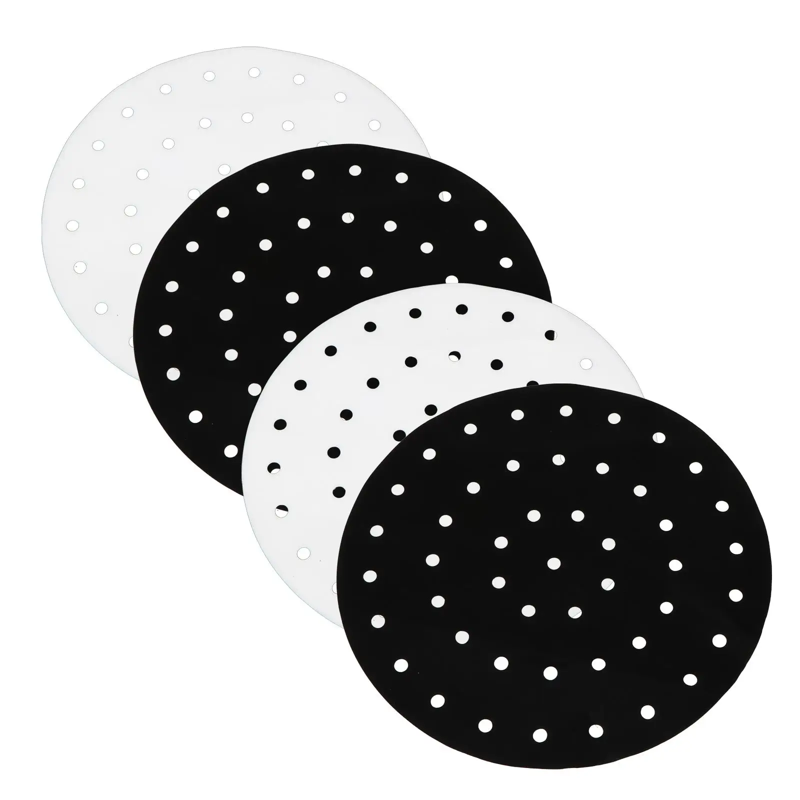 

4 Pcs 19 5cm Round Black White Reusable Heat Resistant Air Fryer Liner Silicone Steamer Mat Baking Sheet Nonstick Kitchen