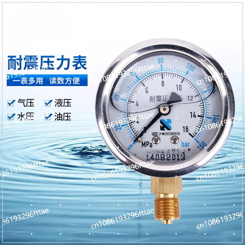 YN-60 Shock-resistant Pressure Gauge Radial Pointer Type Oil Flushing Anti-shock Hydraulic