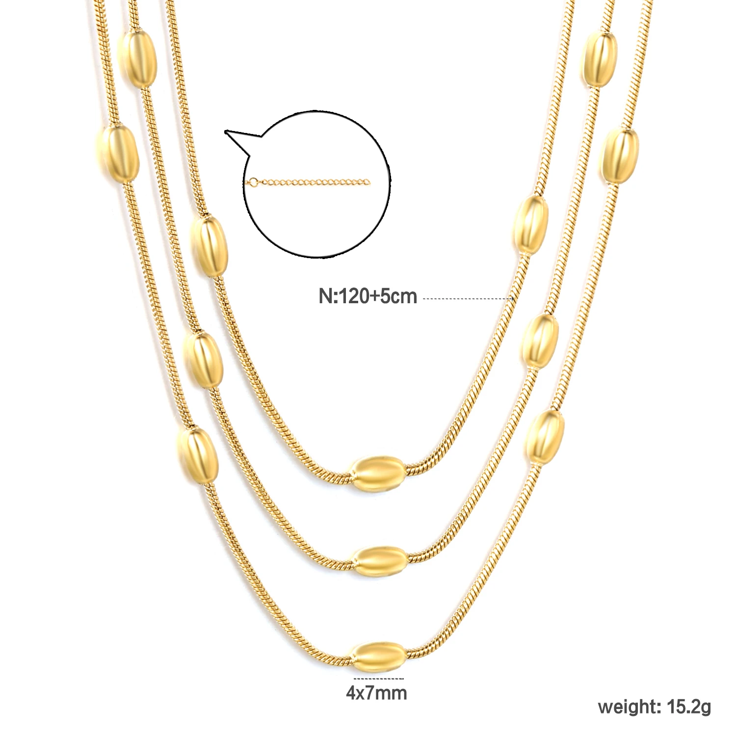 3pc Gold & Silver Layered Wrap Bead Necklace Bracelet Set