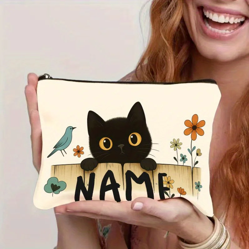 Personalized Makeup Bag with Name/Text & Embroidery - DIY Design Suitable for Travel,, Parties - Zippered Toiletry Your Own Name