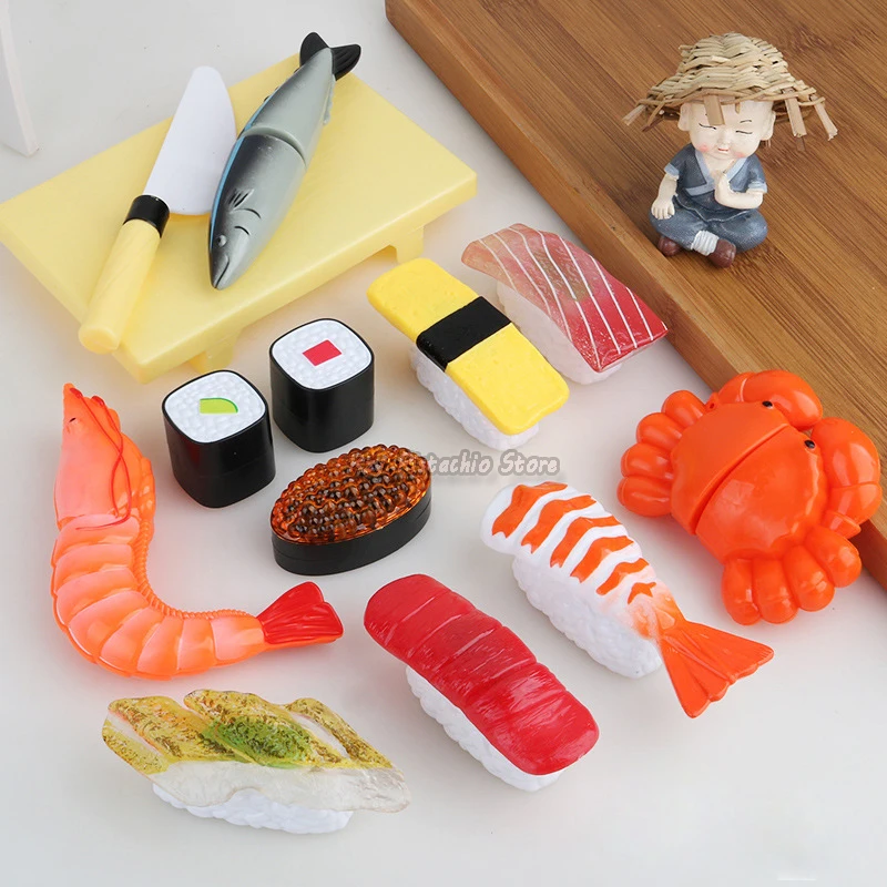 Children's Simulational Japanese Cuisine Sushi Play House Toy Pretend Cut Food Reusable Kitchen Set for Kids Cooking Girls Toys