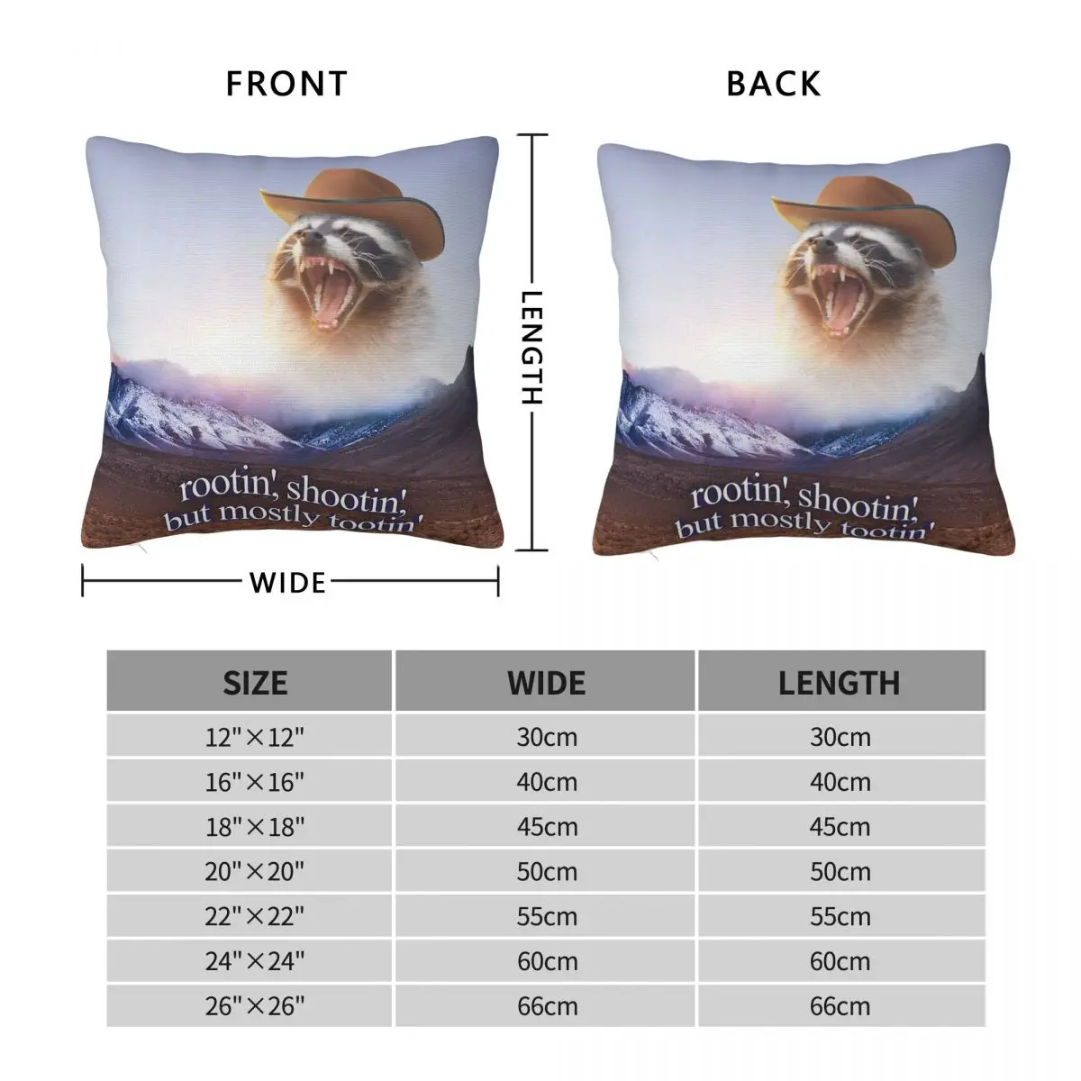Mostly Tootin Cowboy Raccoon Pillowcase Polyester Linen Velvet Pattern Zip Decorative Throw Pillow Case Sofa Cushion Cover