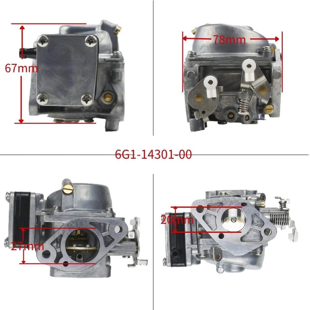 Compatible 6G1-14301-00 6N0-14301-20 P21XM for Yamaha 2-Stroke 6HP 8HP Outboard Motor Carburetor