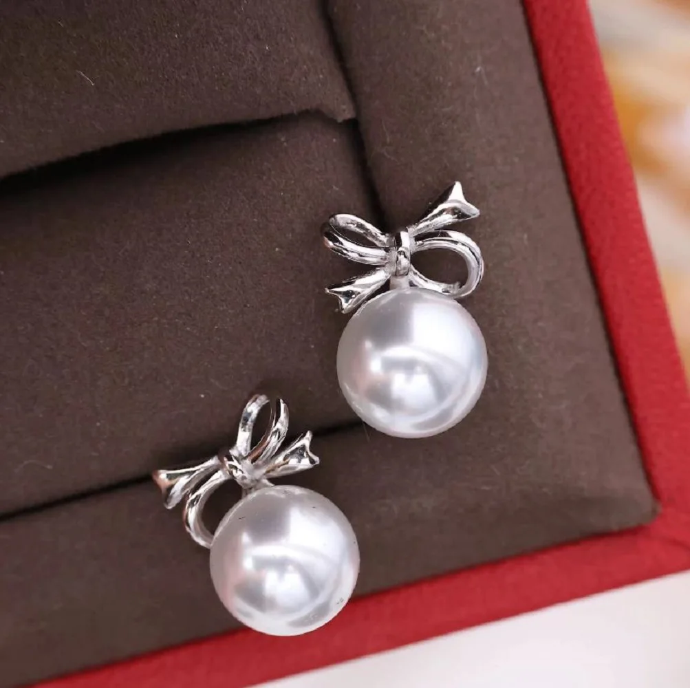 

Fashionable and minimalist pearl earrings AAA6-7mm7-8mm natural South Sea round white pearl earrings 925s