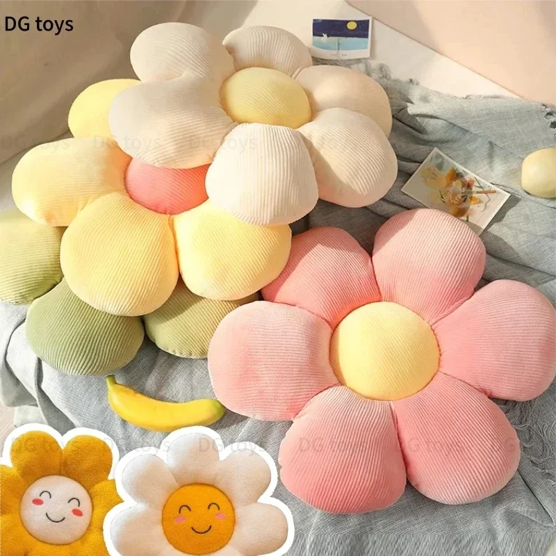 Almohada de girasol, cojín suave de Color dopamina con flores para sofá, relleno de ojos Bie, cara, dormitorio, suelo de flores, asiento para regalo de niña