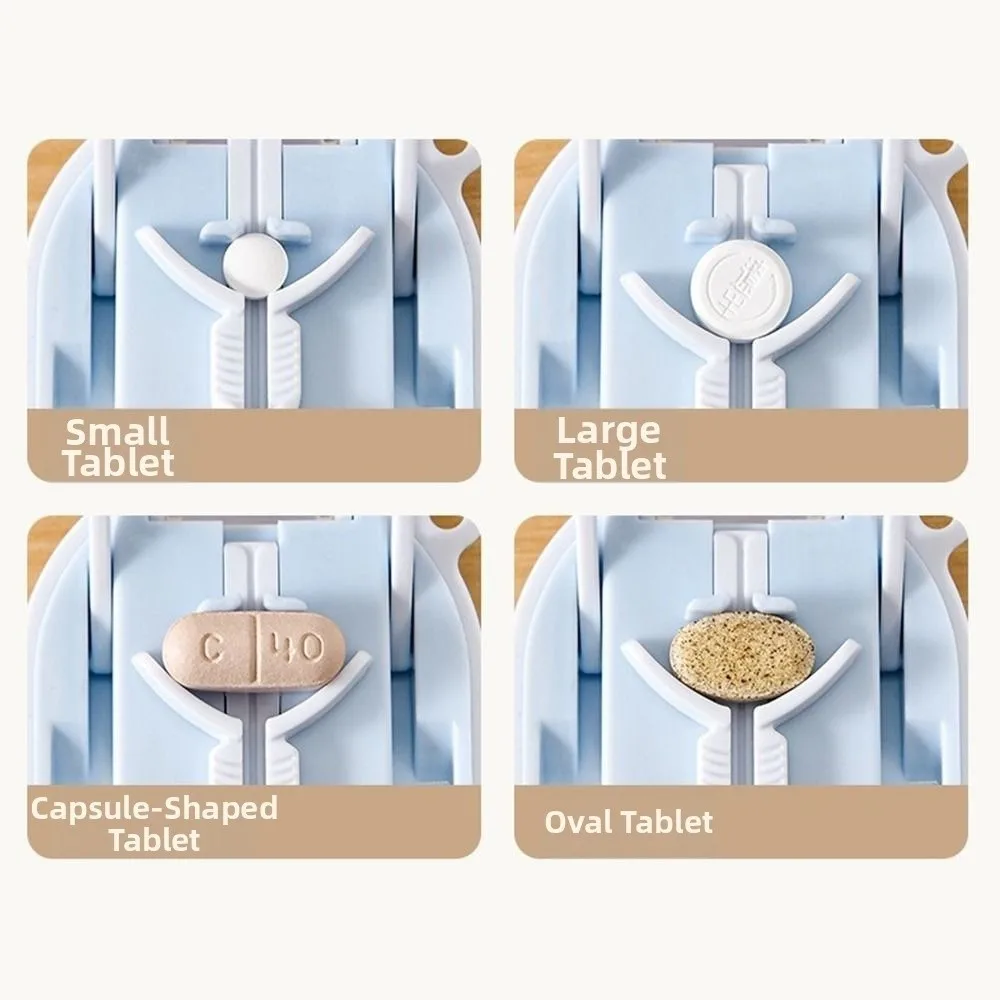 Portable Pill Cutter Storage Box Precise Cutting Sealed Pill Divider Case Moisture-proof with Magnifying Glass