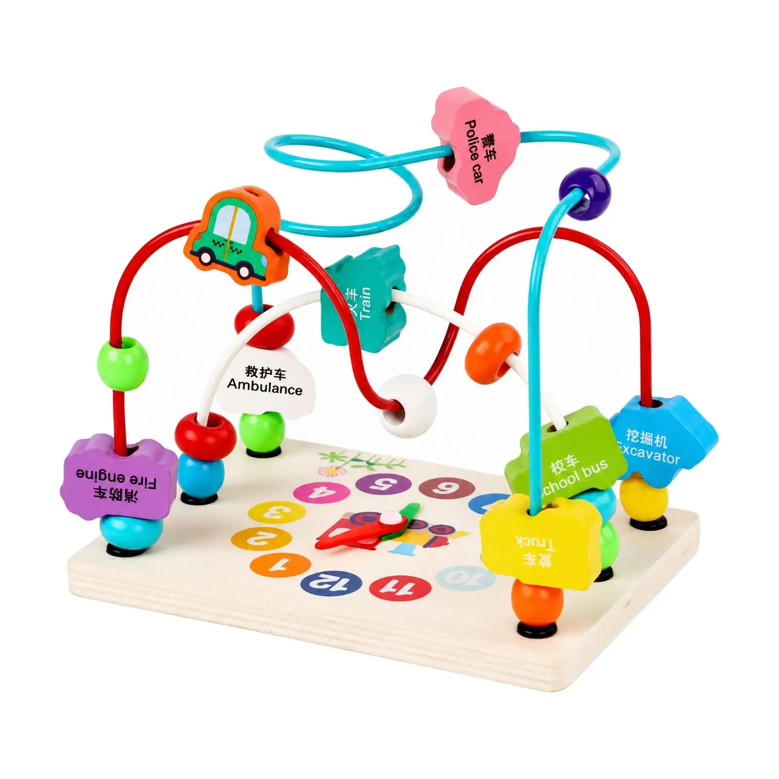 Children Wooden Bead Maze Activity Toy with Numbered Beads for Preschool Early Learning Hand Coordination