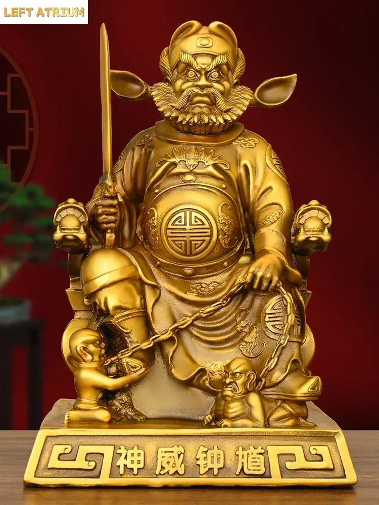 Feng Shui Copper chinese Zhong Kui Tian Shi Bronze Statue Home Living Decor