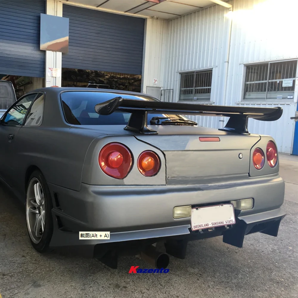 For Nissan Skyline R34 GTR GTT OE Style FRP Unpaint Rear Trunk Spoiler GT Wing