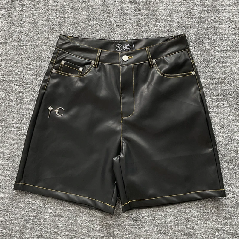 

Американские трендовые кожаные шорты Thug Club, уличные модные повседневные шорты с металлическим логотипом и вышивкой THUG CLUB