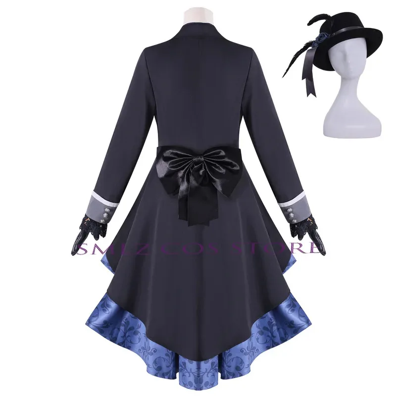21 أسود روز Ciel تأثيري أنيمي الأسود بتلر Ciel Phantomhive تأثيري حلي رجل موحدة قبعة دعوى هالوين حفلة اللعب الزي