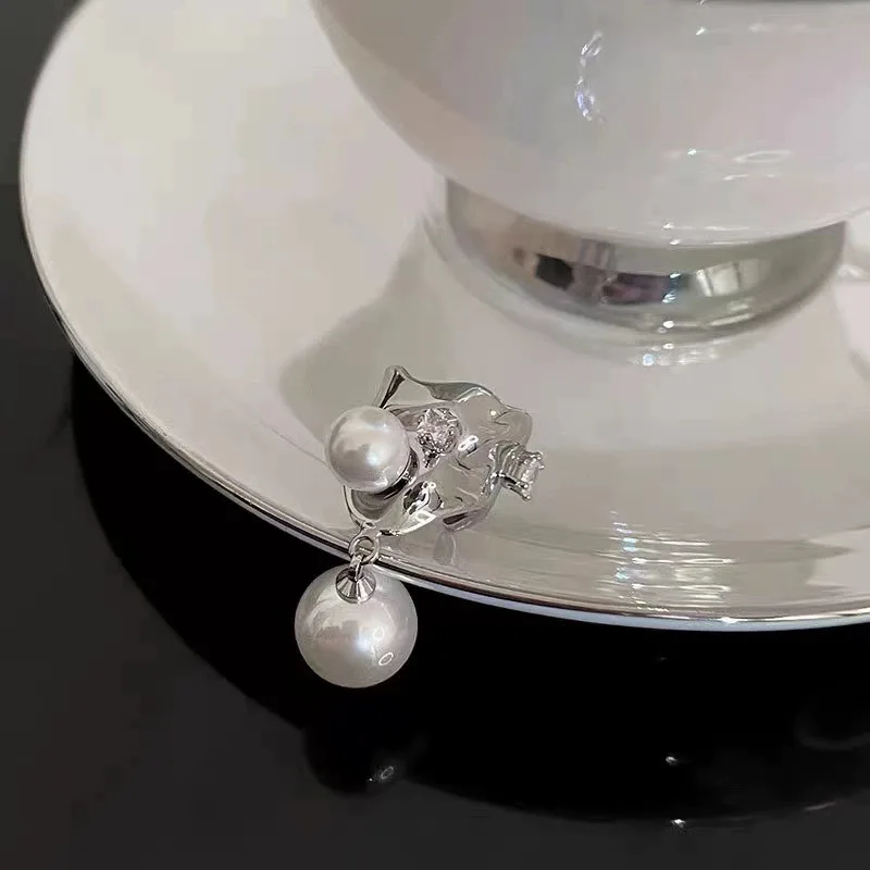 Pendientes irregulares de Metal con perlas de cristal y huesos del oído, pendientes de moda personalizados de estilo europeo y americano, joyería de viaje para niñas