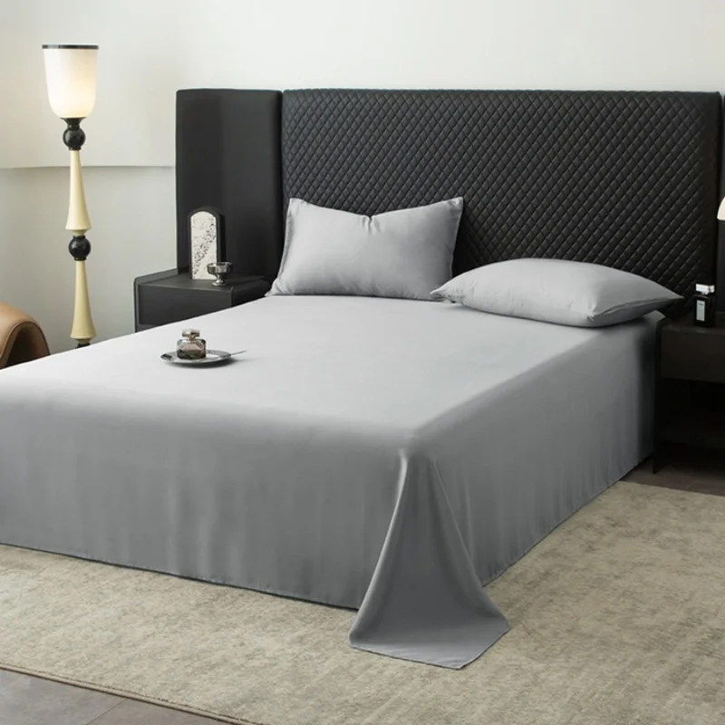 

1pc Bed Flat Sheet for Single Double Bed Plain Solid Grey Color Top Sheets Queen/King Flat sheets Soft Home Bed Linens 274*259