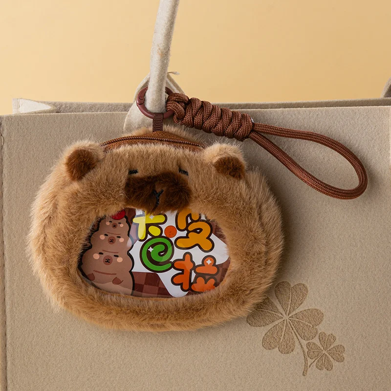 Capybara Storage Bag PP Cotton Zero Wallet Creative PVC Transparent Badge Bag Card storage Keychain Pendant Animal Key Ring