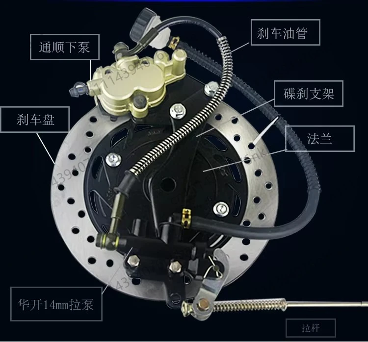 Universal Rear Disc Brake Conversion Kit for Straddle Motorcycles - Replace Drum Brake with Disc Brake Caliper & Rotor