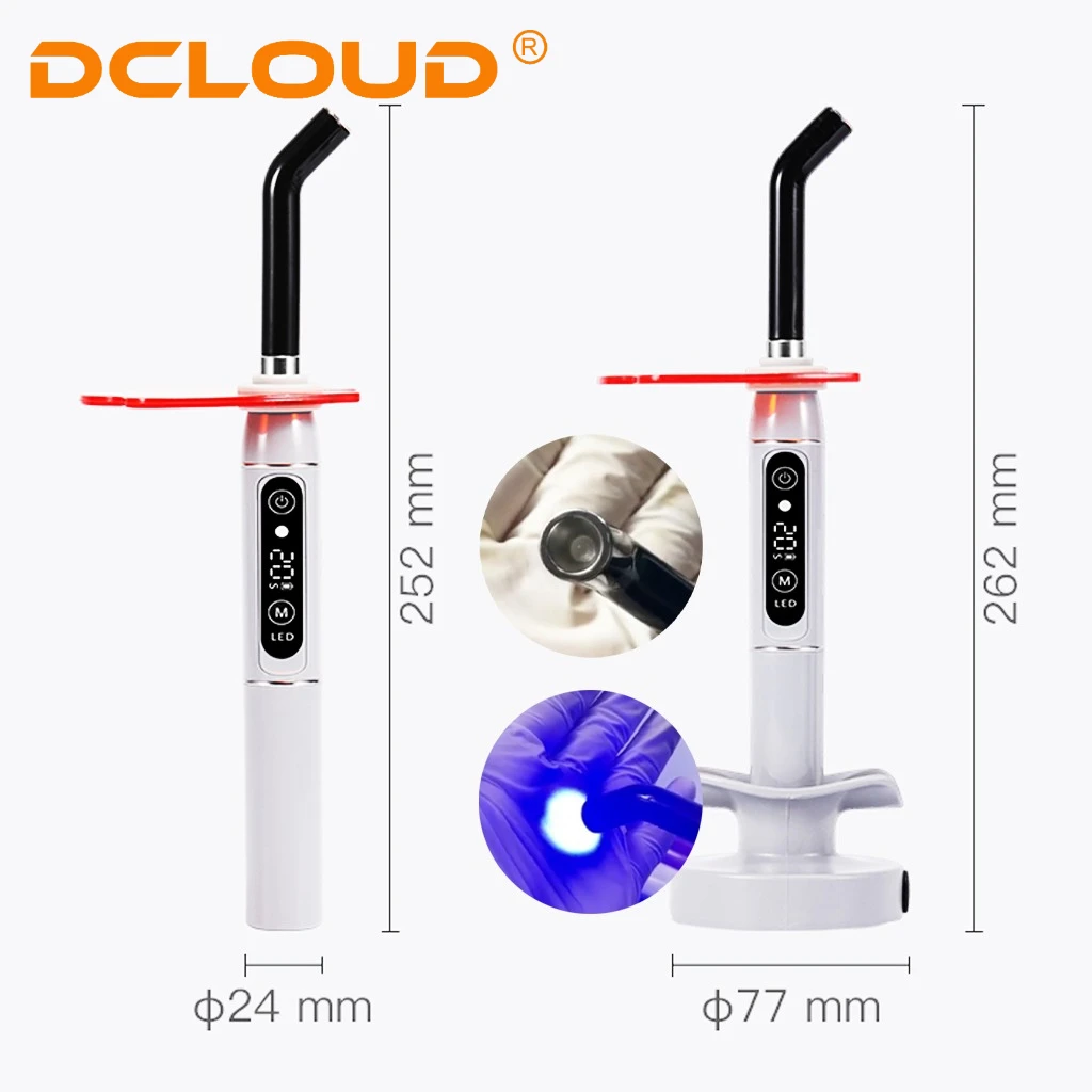 Lámpara de luz de curado Dental LED 1S cura 3 modos resina curable una segunda cura equipo de odontología lámpara fotopolimerizadora 2500mW/cm2