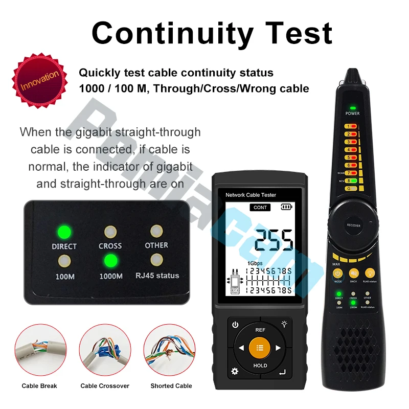 Tester per cavi di rete Schermo da 3 pollici PoE++ TDR Misuratore di lunghezza Tracciatore per cavi Strumento professionale LT-200 Soluzione di problemi di linea