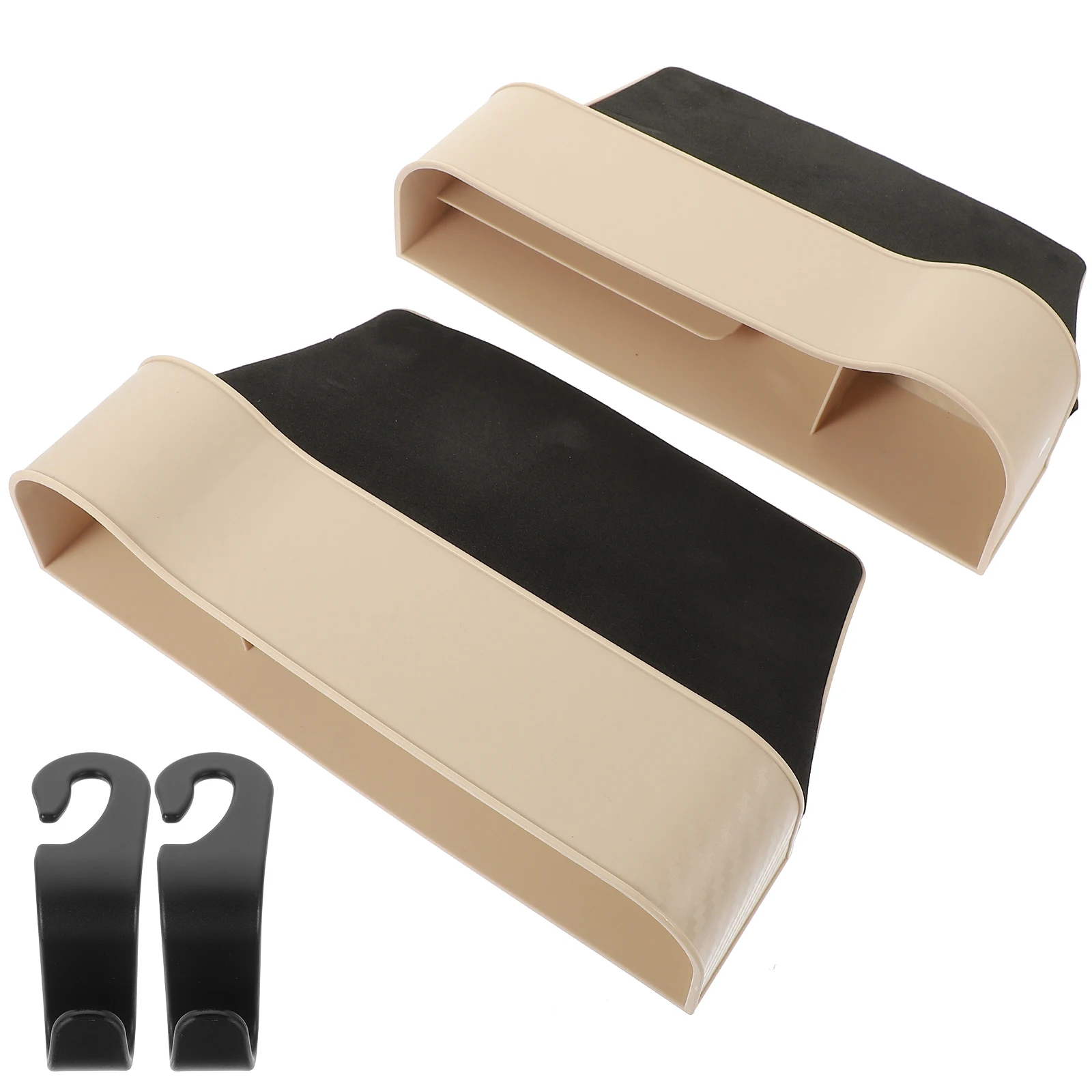

2 pcs Seat Storage Box Set Gap Organizer Cup Holder Front Scalable Seat Gap Storage Box Black Hooks Multi Functional