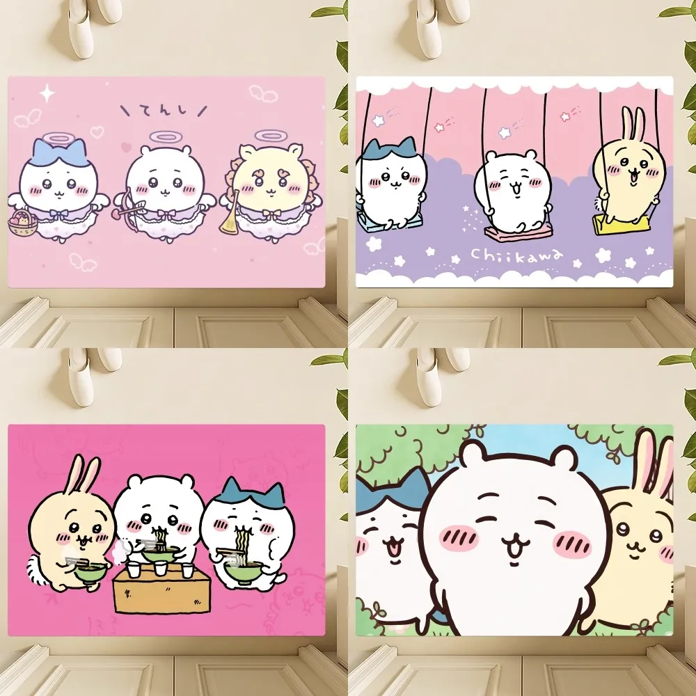 Cartoon C-Chiikawa Cute Floor Mat Bedroom Kitchen Door Bath House Super Absorbent Foot Non-slip