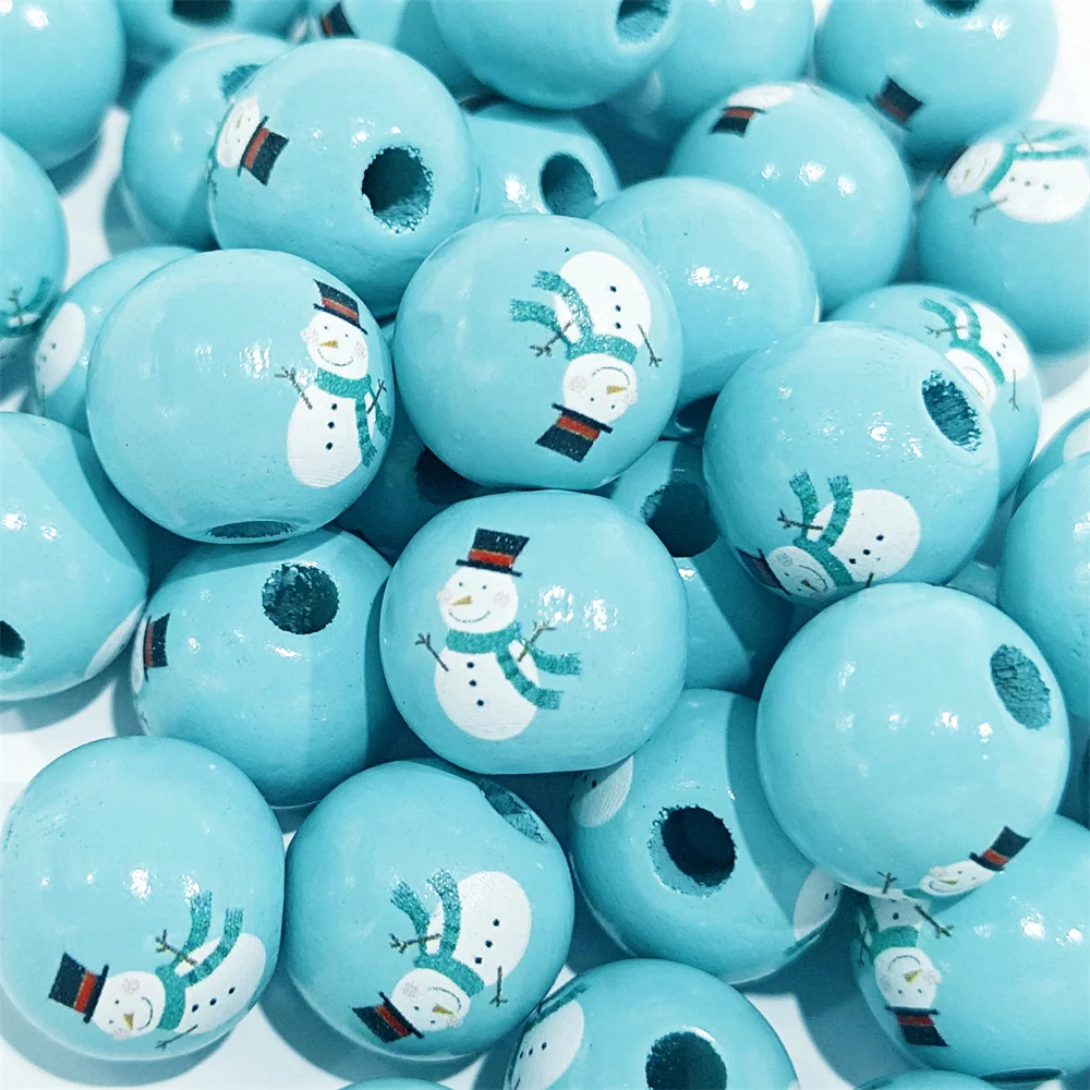 Assorted Printed Christmas Wooden Beads