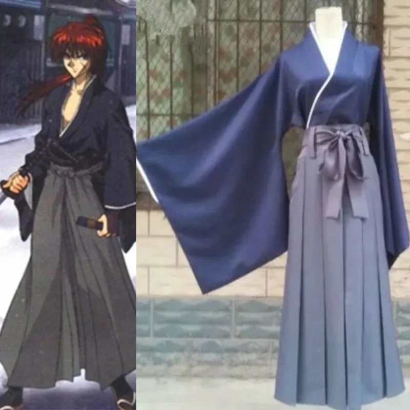 Japan Movie Doujin Rurouni Kenshin Executioner Himura Kenshin Kimono Kendo Suit Cosplay Costume BS9256