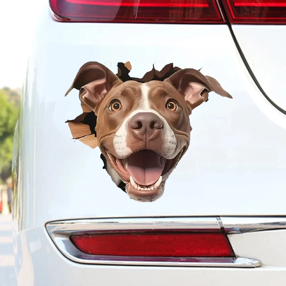 15cm/10cm Playful Cartoon Pitbull Dog Waterproof Car Decorative Decal, Suitable for Cars, Laptops, Bumpers, Glass Window Sticker