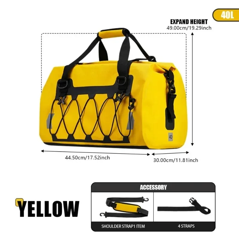40L Motorcycle Waterproof Backpack Outdoor Travel Storage Bag With Expandable Net Pocket Motorbike Riding Luggage 1 PC