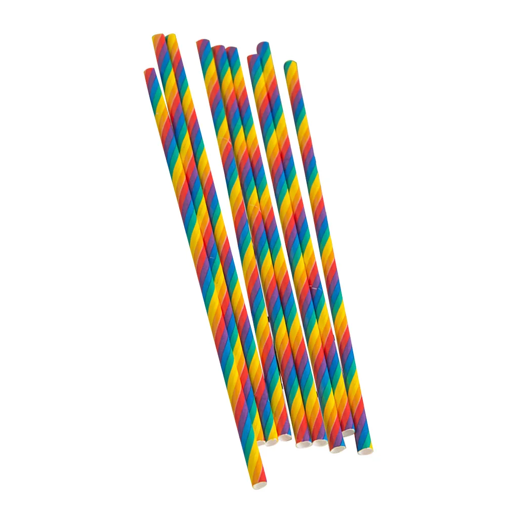 

100pcs Eco-Friendly Paper Biodegradable Drinking Straws Rainbow Color Disposable Paper Pipettes For Juice Smoothie Wedding Party