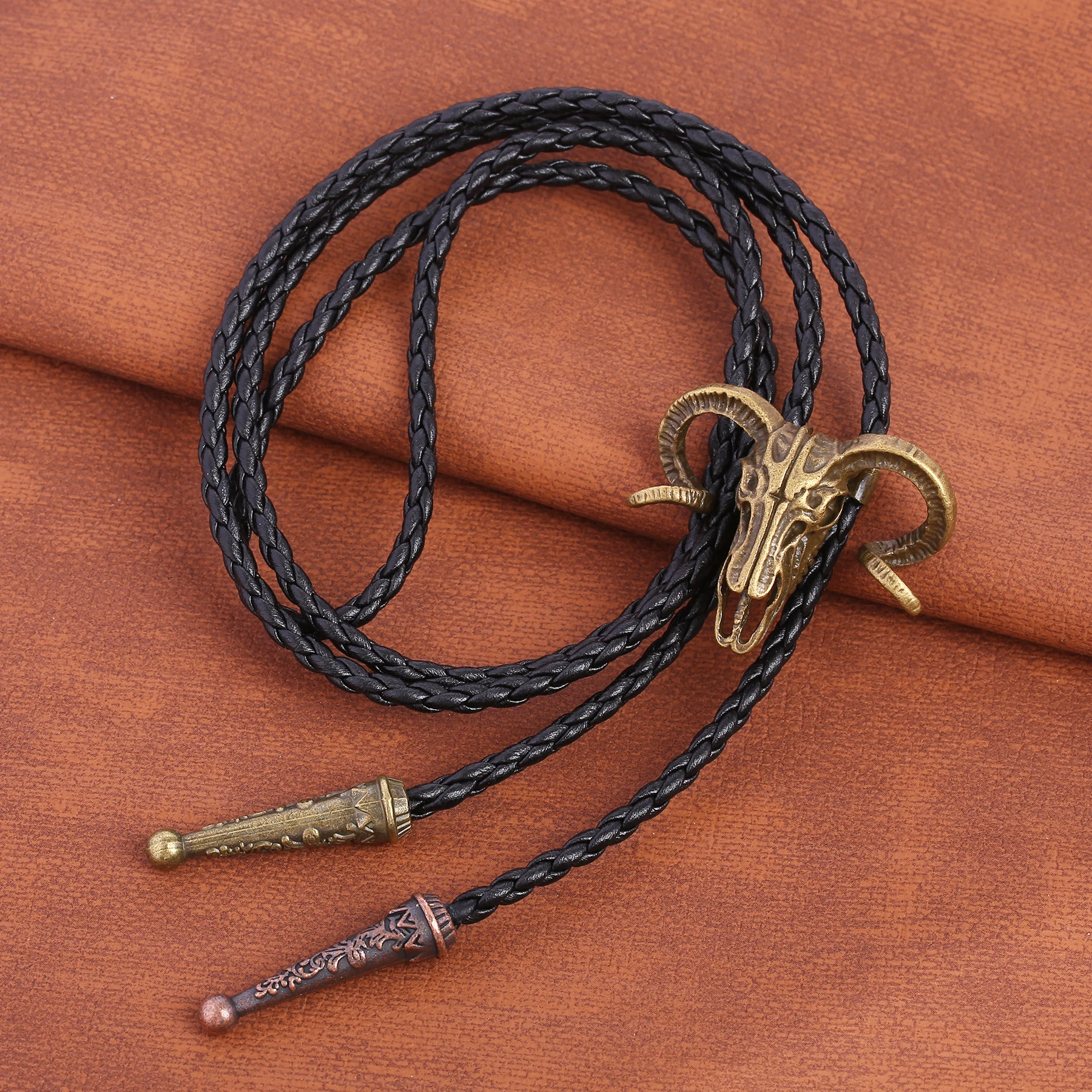 Western Big Bull Skull Bolo tie