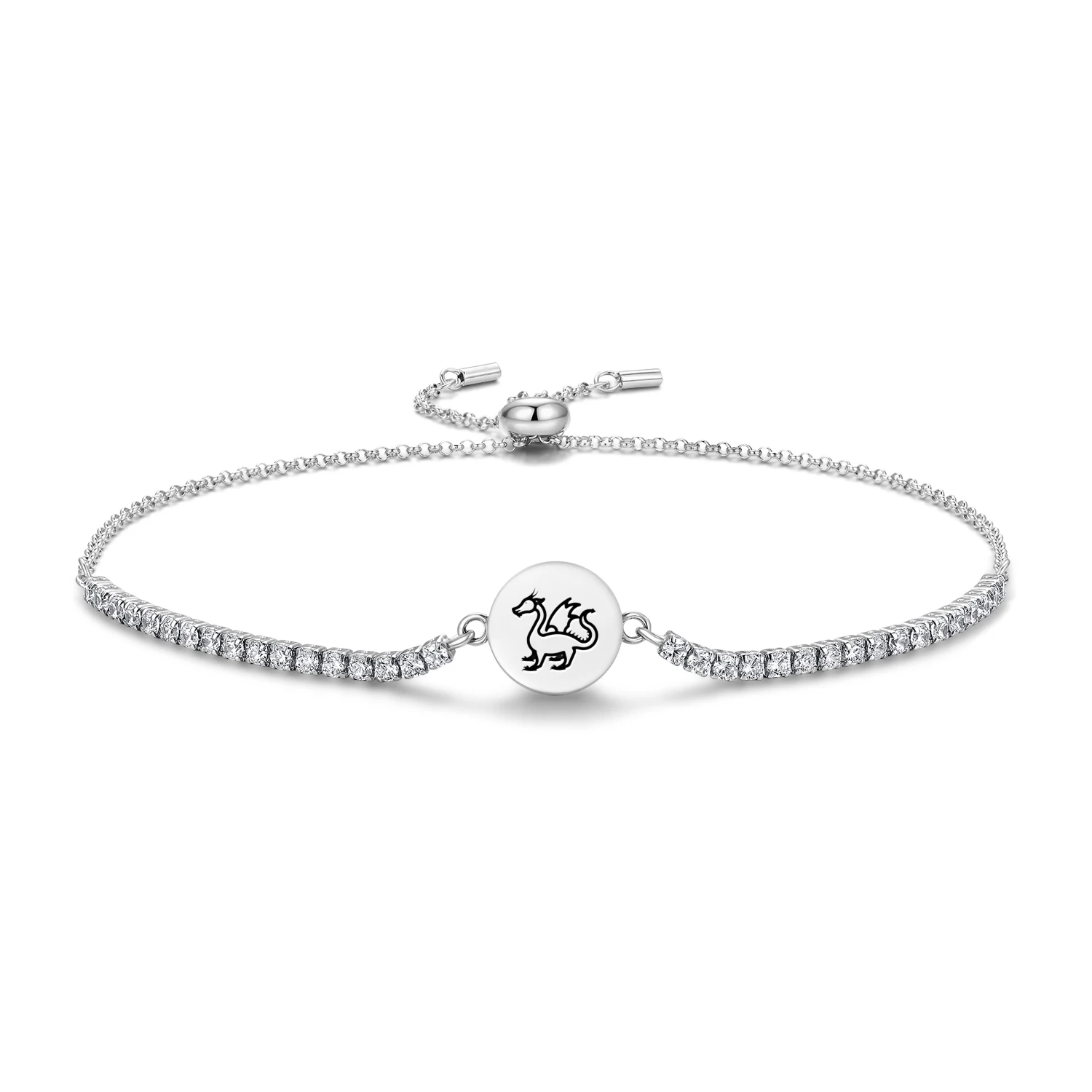 

Китайский браслет с драконом Инлун из серебра 925 пробы, регулируемая цепочка с цирконами для женщин, модные украшения