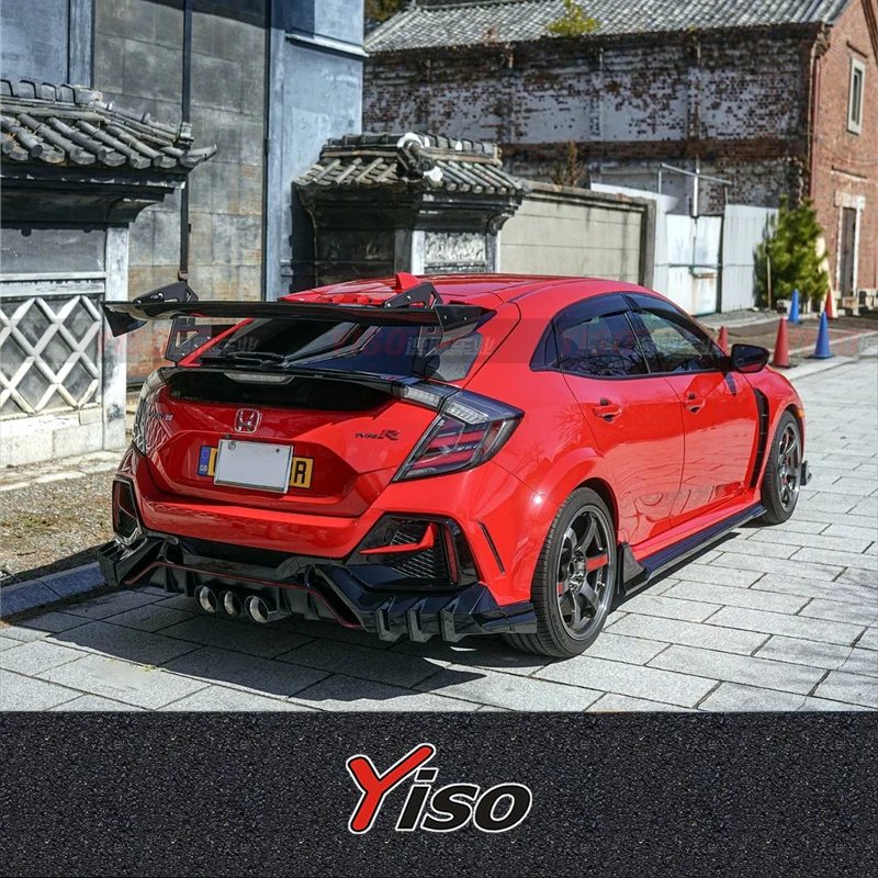 Per Civic TypeR FK8 FK7 Hatchback cucchiaio-stile in fibra di carbonio vetro GT spoiler corpo kit per FK8 tipo R cucchiaio ala splitter da corsa