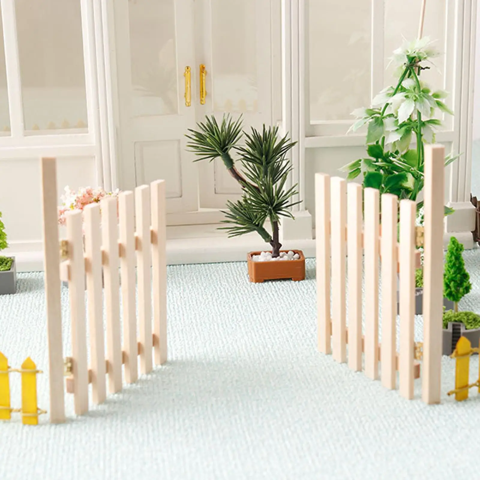 Modelo de Puerta de Madera en Miniatura, Decoración de Micropaisaje, Adorno de Decoración para Casa de Muñecas, Puerta de Jardín de Simulación, Valla para Casa de Muñecas 1/12