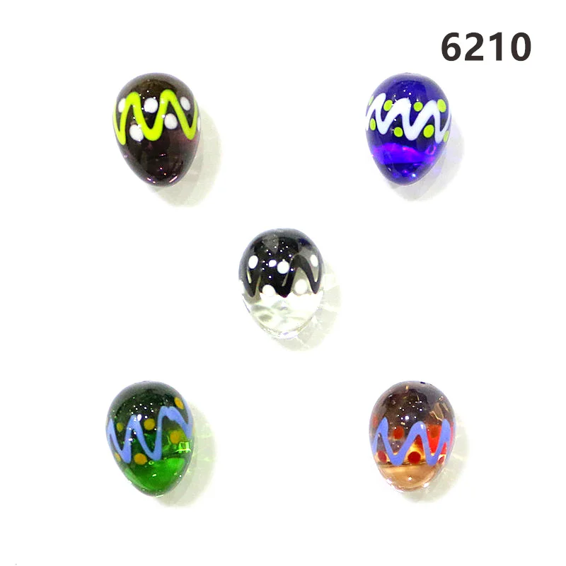5PCS Custom Cute Murano Glass Easter Egg Shape Ornaments Colorful Rare Mini Oval Marbles Ball For Holiday Party Home Table Decor