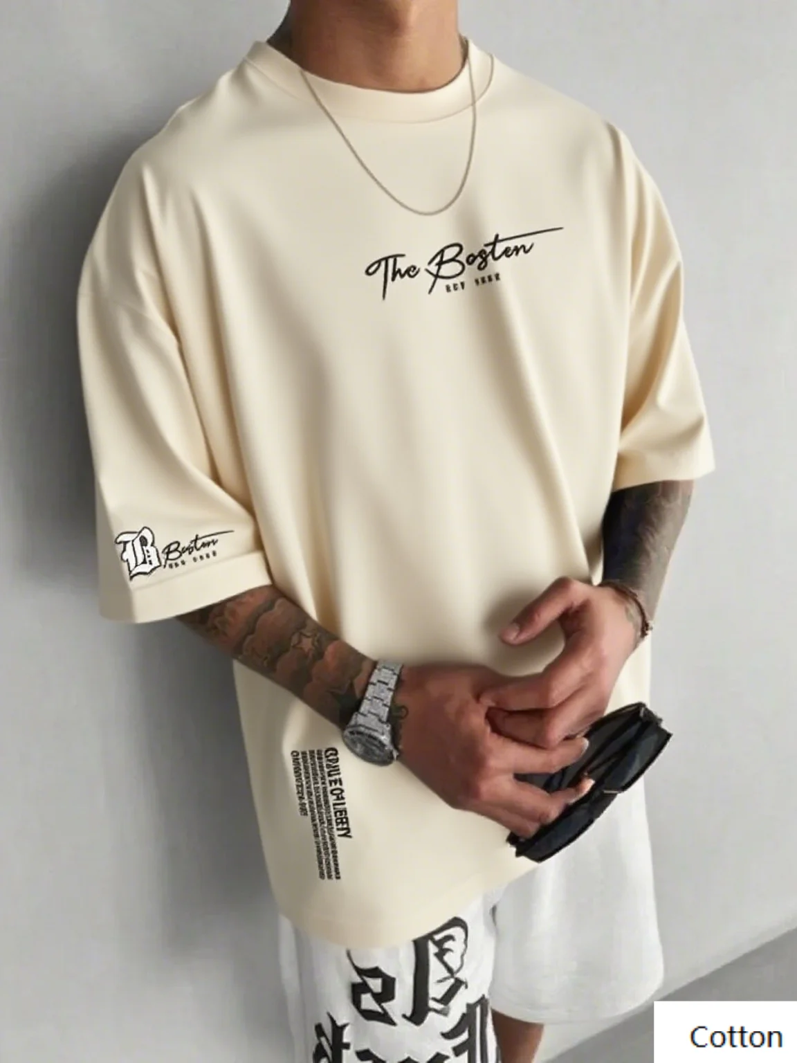 

The Boston EST 1877 Motif Cotton Tee Retro Style Trendy Printed Brand Pure Cotton T-shirt Short Sleeve Unisex Round Neck