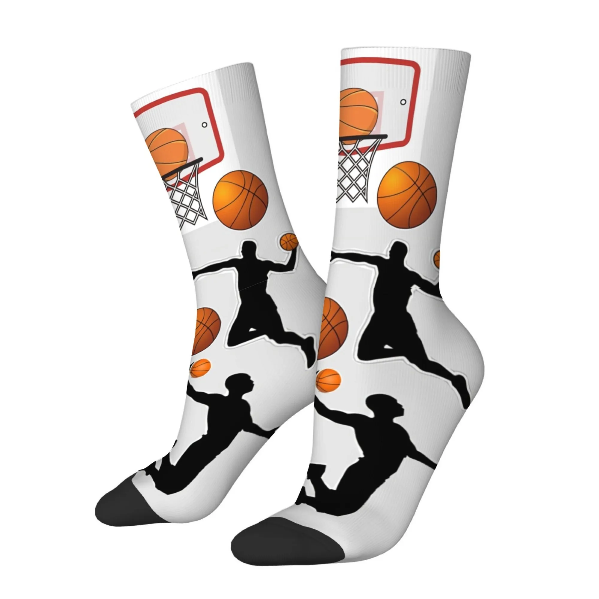 Basketball Print Men's Mid-calf Socks Soft and Breathable Socks Stylish Hip-hop Party Outdoor Harajuku Style Skateboard Socks