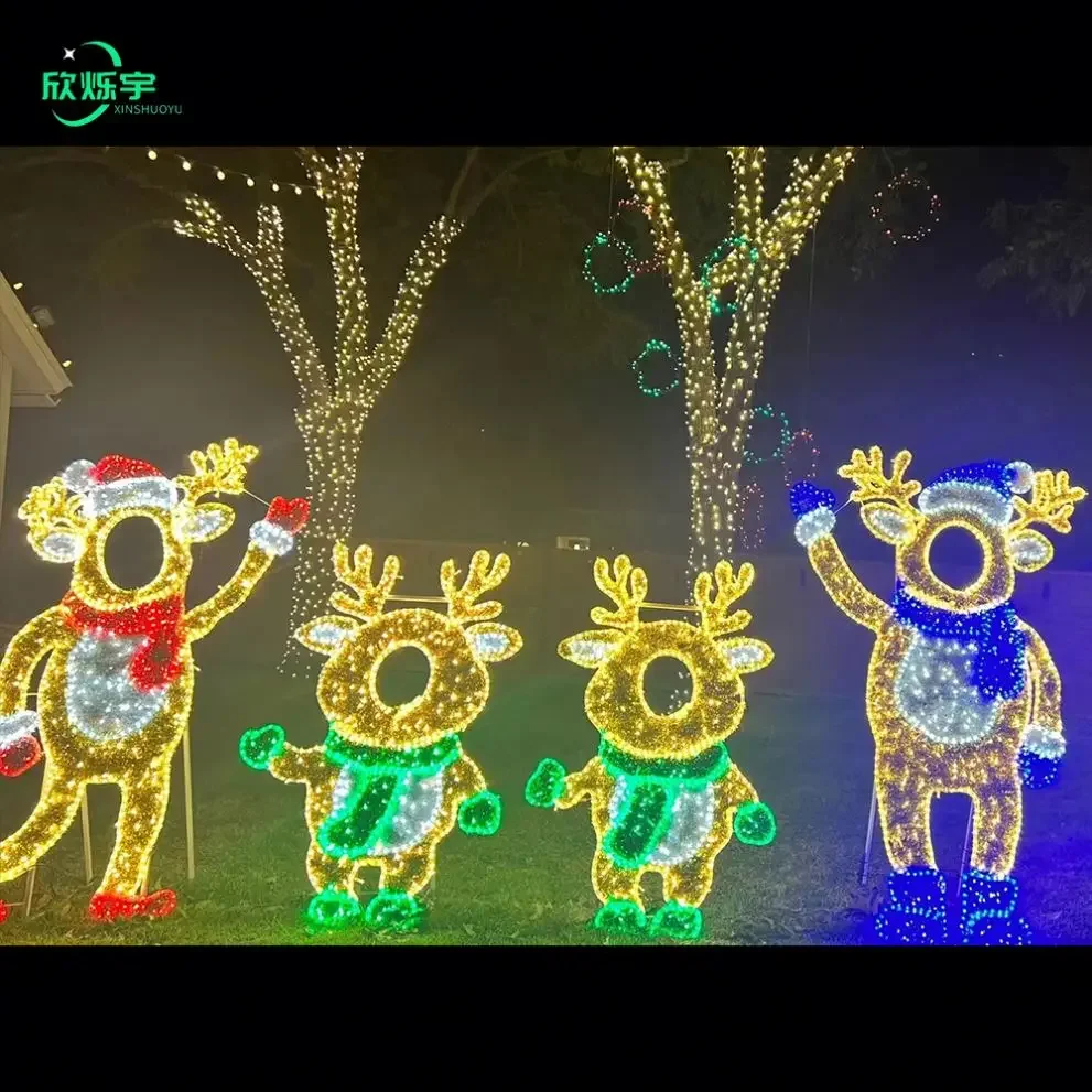 Outdoor Holidays Christmas Decoration Deer Activities Santa Claus Theme Lights