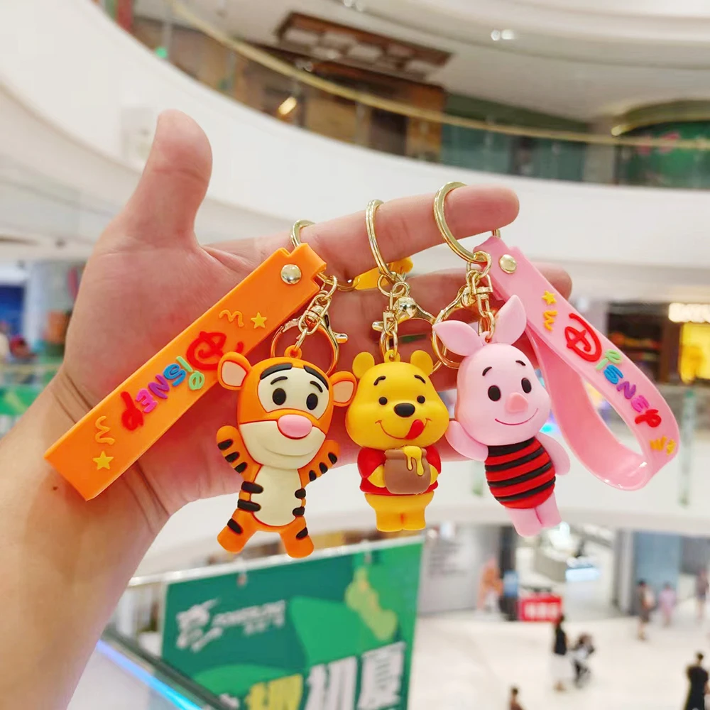 Cute Winnie the Pooh Tigger doll keychain exquisite book bag pendant car key chain doll machine small gifts