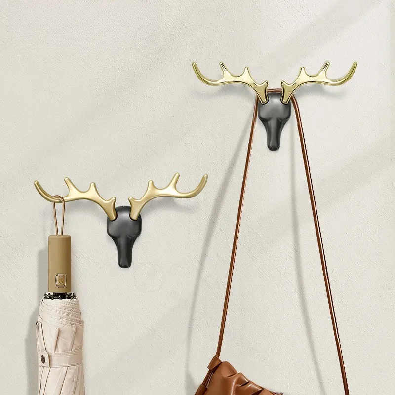 American Home Decoration Antler Hook Coat Rack Wall Mounted Creative Deer Head Key Holder Wall Hanging Storage Organizer