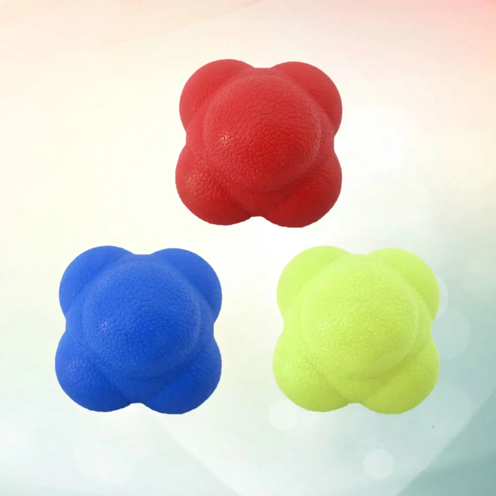 3Pcs Reflex Ball Unique Six Sided Bouncing Ball to Boost Reaction Speed Agility Power Sports Training Fitness