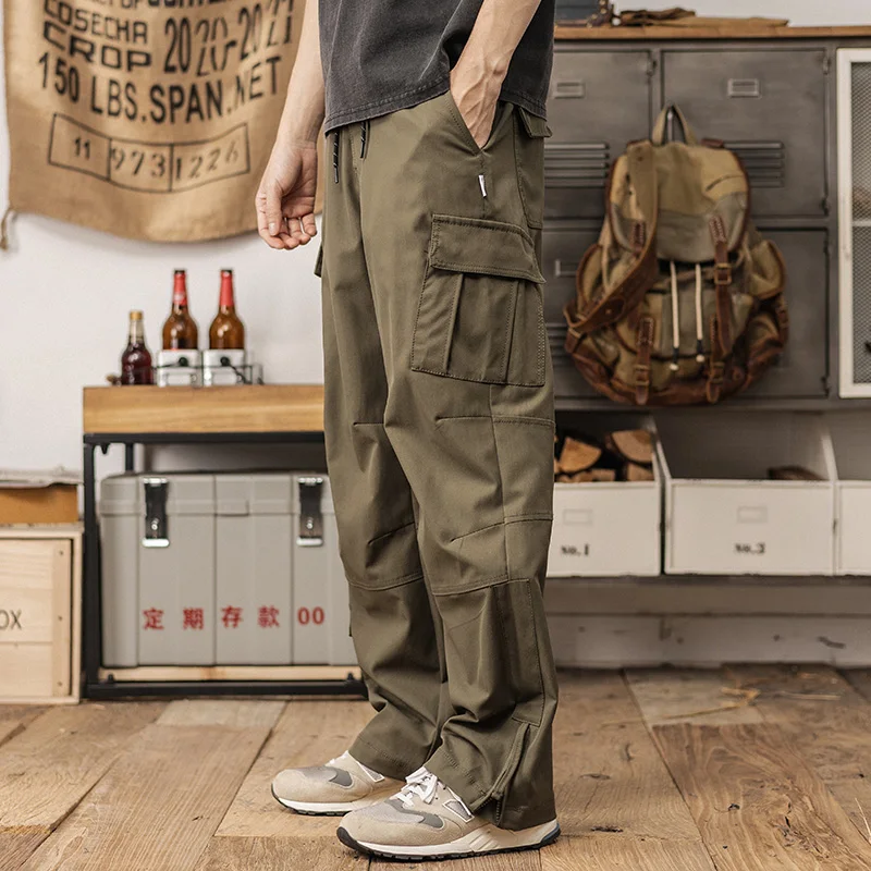 Spring and autumn new American trend cargo casual pants loose 100 straight pants retro pants