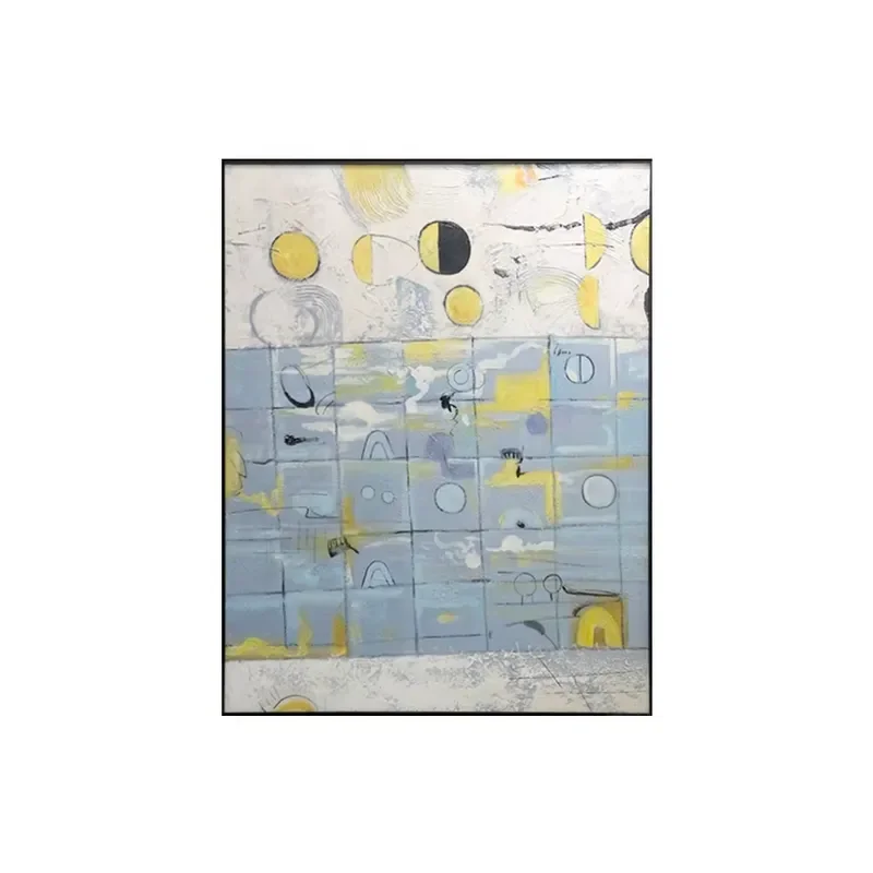 JZ Art Deco Abstract Shenzhen Texture Kids Room Decor 3D Geometric Canvas Wall Art Custom Frame Handpainted